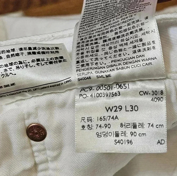Levi's 501 Button Fly White Size 29×30 EUC - Picture 8 of 12